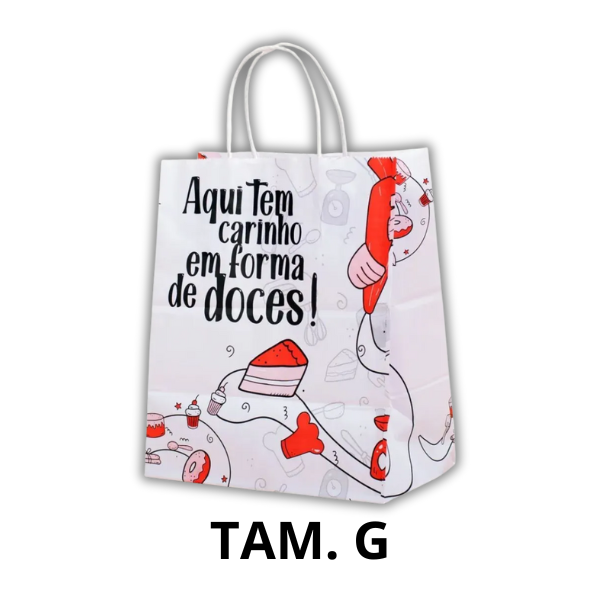 SACOLA VINCO AQUI TEM CARINHO TAM. G C/ 10UN