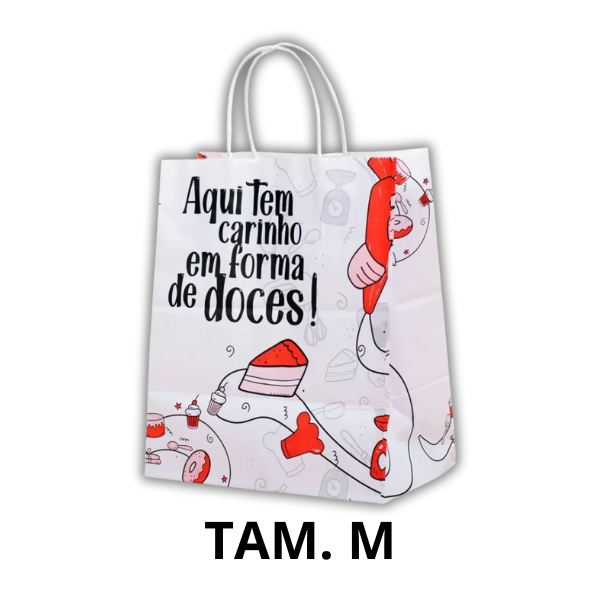 SACOLA VINCO AQUI TEM CARINHO TAM. M C/ 10UN