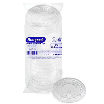 TAMPA TRANSPARENTE BOMPACK MOLHEIRA 50ML C/ 50 UND