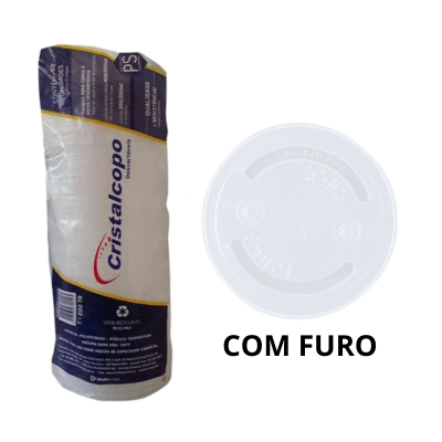 TAMPA TRANSPARENTE P/ COPO CRISTALCOPO C/ FURO PCT C/ 50 UND