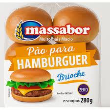 PÃO PARA HAMBURGUER MASSABOR 280GR BRIOCHE