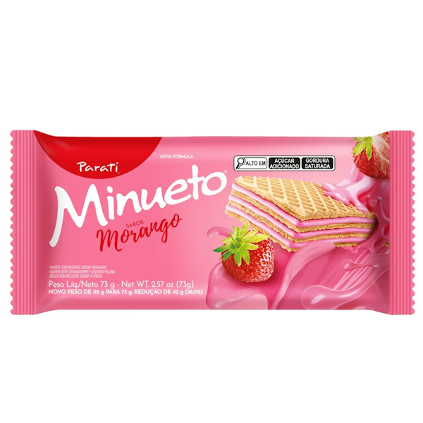 Bisc Wafer Minueto Morango 73g