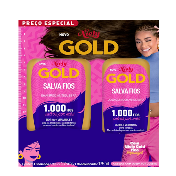 Sh+cond Niely Gold Salva Fios 450ml