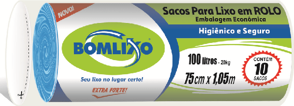 SACO LIXO BOMLIXO 100L AZUL FECH FA