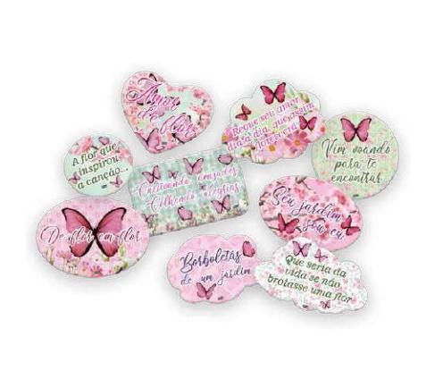 KIT PLACAS JARDIM BORBOLETAS 106647 FESTCOLOR  9un