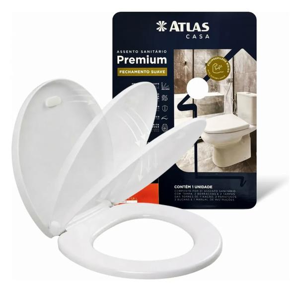 ASSENTO SANITARIO FECHAMENTO SUAVE OVAL BRANCO ATLAS