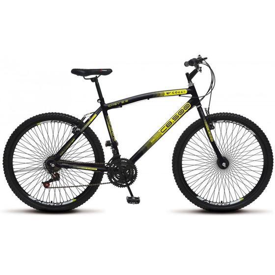 BICICLETA ARO 26 CB500 18V PRETA/AMARELA NEON 129-11D COLLI