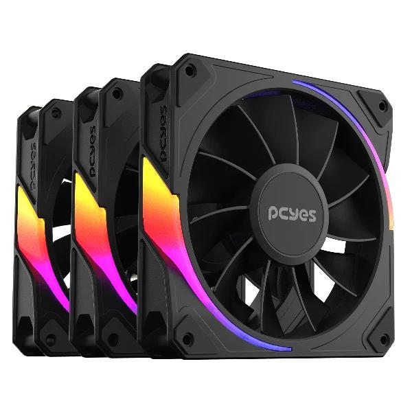COOLER FAN 12CM PCYES ARGB KIT C/ 3 UND SANGUE FRIO 3 PRETO