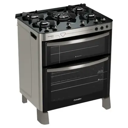 FOGAO 5 BOCAS ESMALTEC DIAMANTE GLASS 5094 INOX