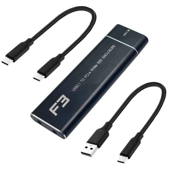 GAVETA PARA SSD NVME EXTERNO USB-C METAL PRETO F3