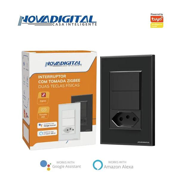 INTERRUPTOR INTELIGENTE C/ TOMADA ZIGBEE TO-2B NOVADIGITAL