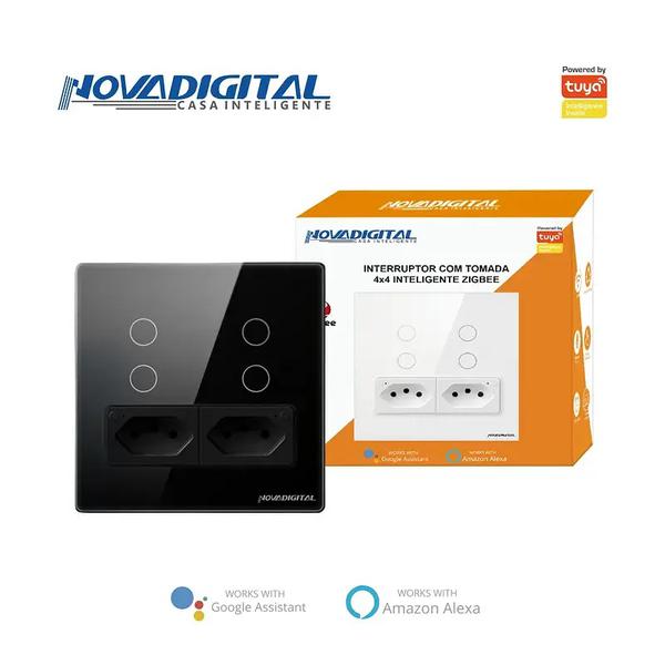 INTERRUPTOR INTELIGENTE C/ TOMADA ZIGBEE TO-3B NOVADIGITAL
