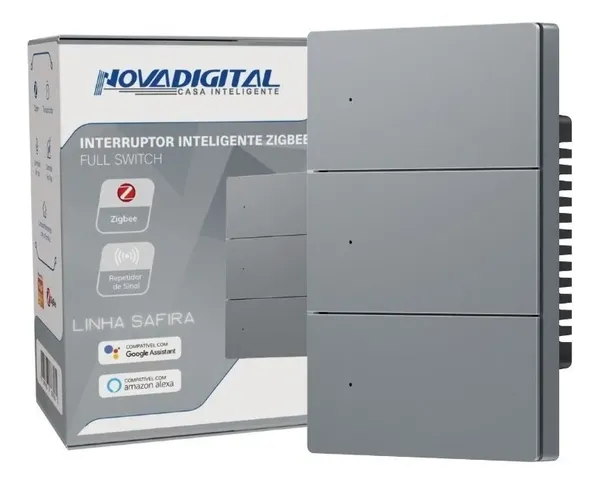 INTERRUPTOR INTELIGENTE FULL PRESS SAFIRA SA-3 NOVADIGITAL
