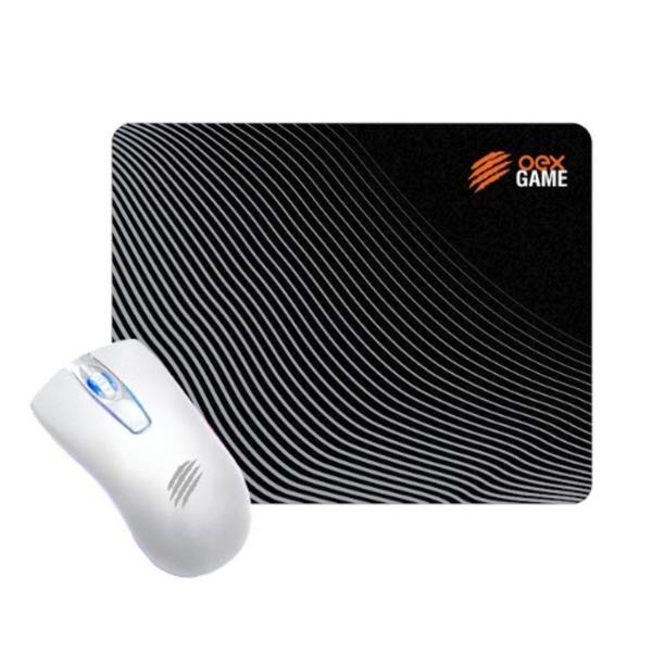 KIT MOUSE E MOUSE PAD GAMER WAVE OEX MC105 BRANCO