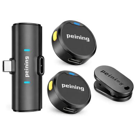 MICROFONE SEM FIO LAPELA C/ 2UND + RECEPTOR USB-C PEINING