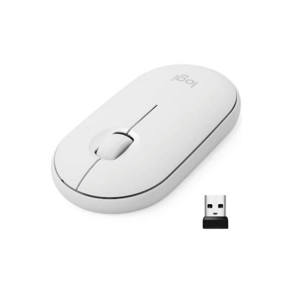 MOUSE SEM FIO BT+RC/NANO PEBBLE M350 BRANCO LOGITECH
