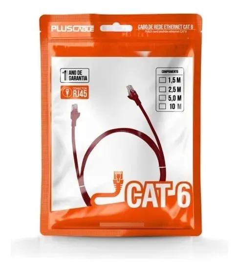 PATCH CORD CAT6 5M PC-ETH6U50 VERMELHO PLUSCABLE