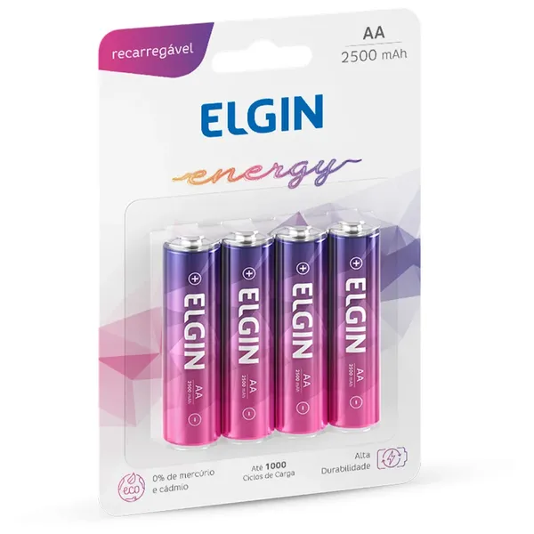 PILHA RECARREGAVEL ELGIN AA-2700 MAH (BLISTER C/ 4)