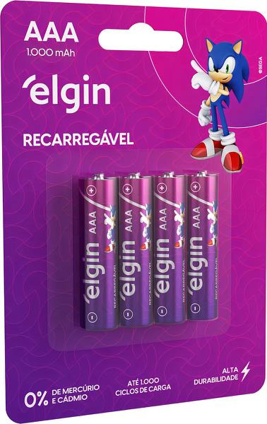 PILHA RECARREGAVEL ELGIN AAA-1000 MAH (BLISTER C/ 4)