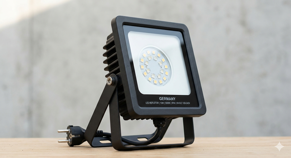 REFLETOR LED 10W 3000K BIVOLT IP66 PRETO GERMANY