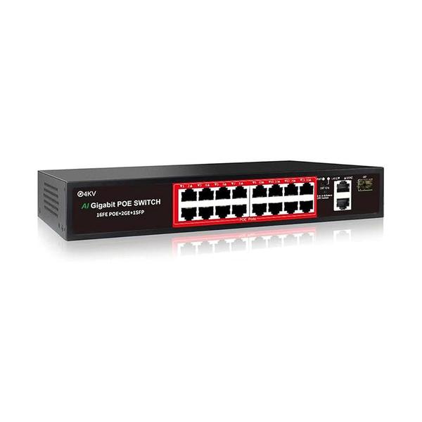 SWITCH POE 16P 10/100M 250W +2P UP +SFP GIGA HOE30516P OTECH