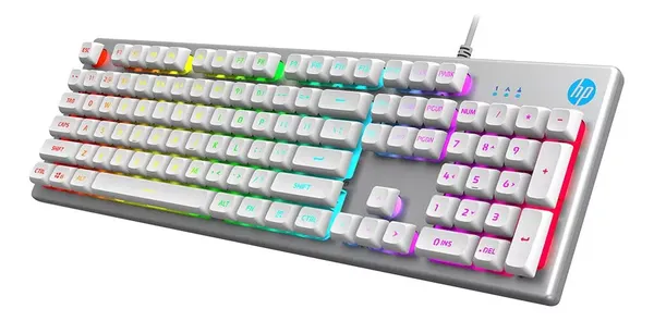 TECLADO USB GAMER MEMBRANA K500F LED PRATA HP