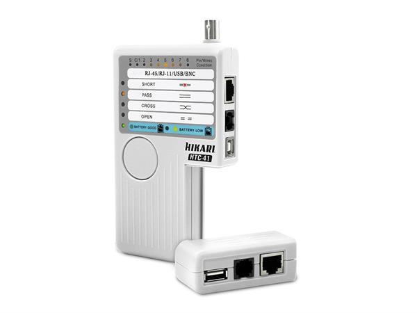TESTADOR DE CABOS RJ45 RJ11 BNC USB HTC-41 HIKARI