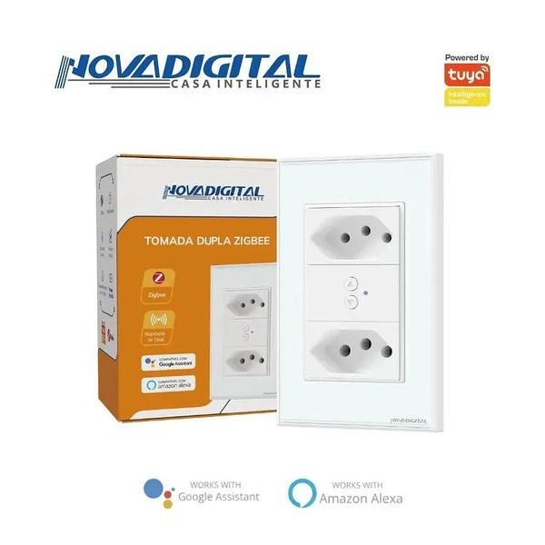 TOMADA INTELIGENTE DUPLA 10A/20A ZIGBEE BRANCA NOVADIGITAL