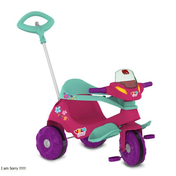 TRICICLO VELOBABY PASSEIO E PEDAL ROSA BANDEIRANTE