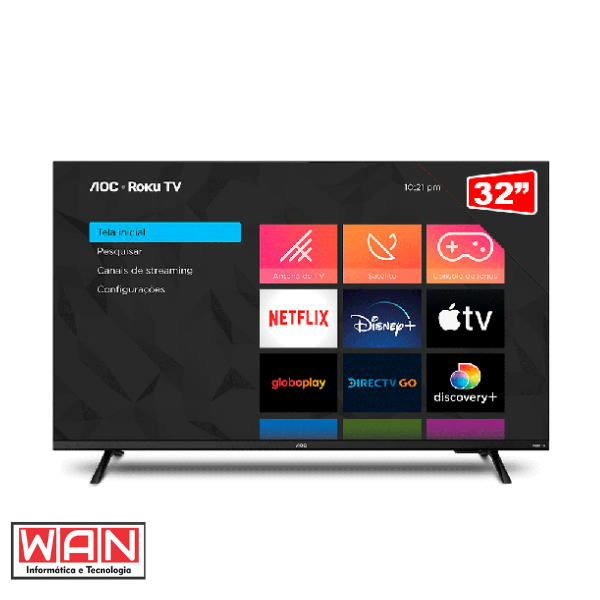 TV LED SMART HD 32 AOC WIFI 32S5135/78G ROKU